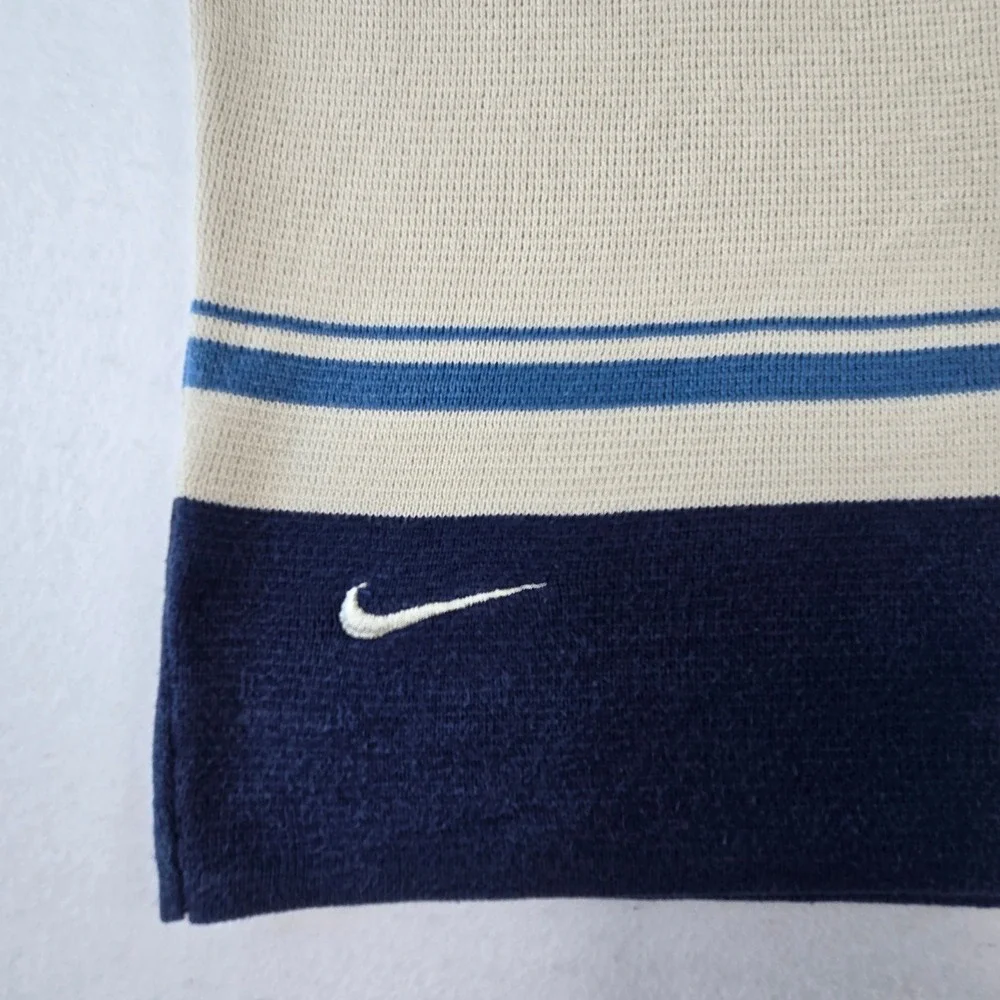 Nike Sweater Vest Mens XXL Cream  Vintage V-Neck Cotton Colorblock Striped (